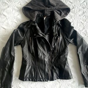 Free People distressed vegan leather moto jacket - sz 2